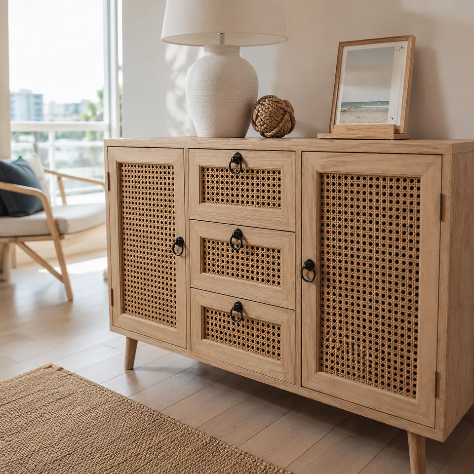 Aparador Buffet Siena Rattan Melamina Comedor Living Recepción 3