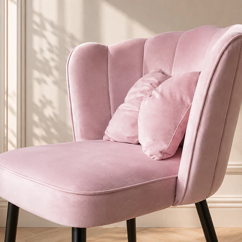 Sitial Queen velvet Rosa estructura negro reforzada - comedor living