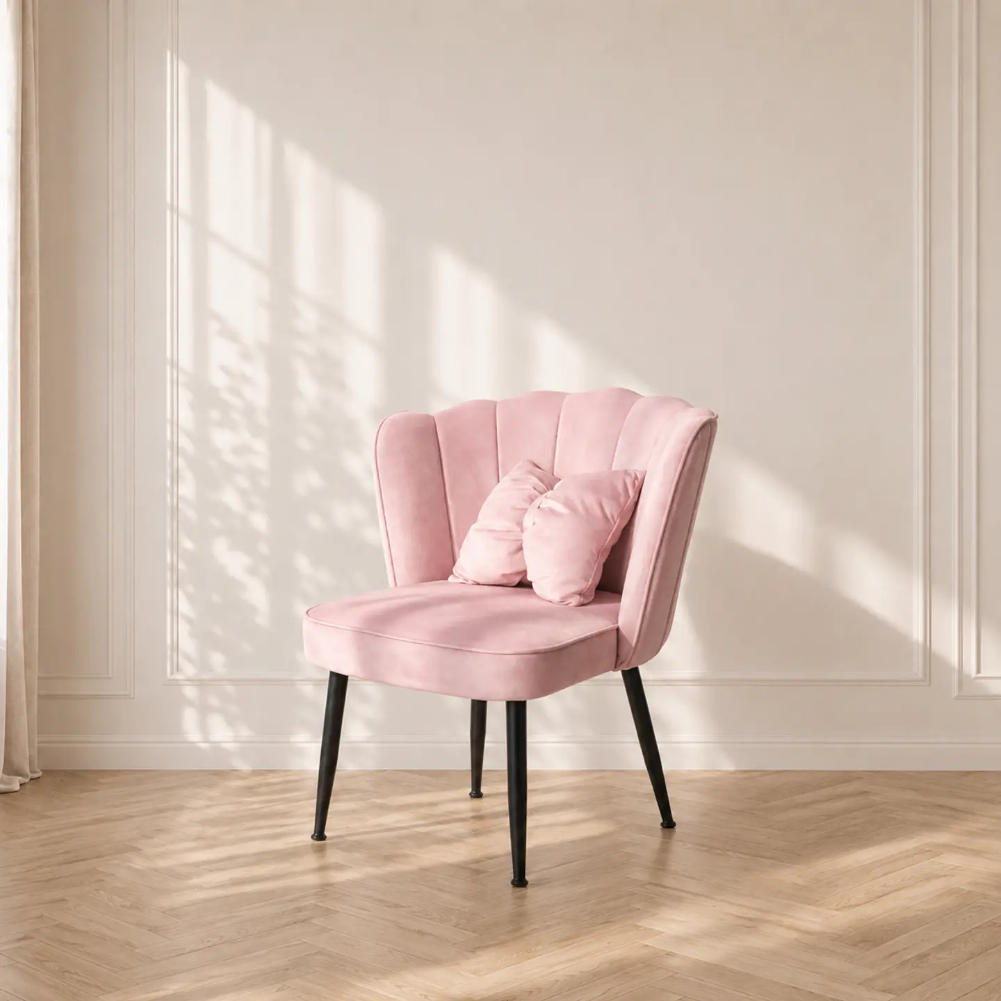 Sitial Queen velvet Rosa estructura negro reforzada - comedor living 3