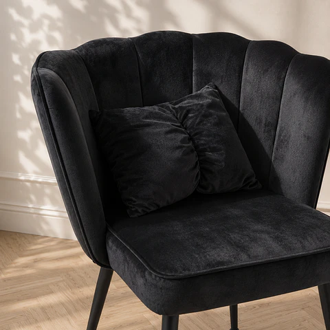 Sitial Queen velvet Negro estructura negro reforzada - comedor living