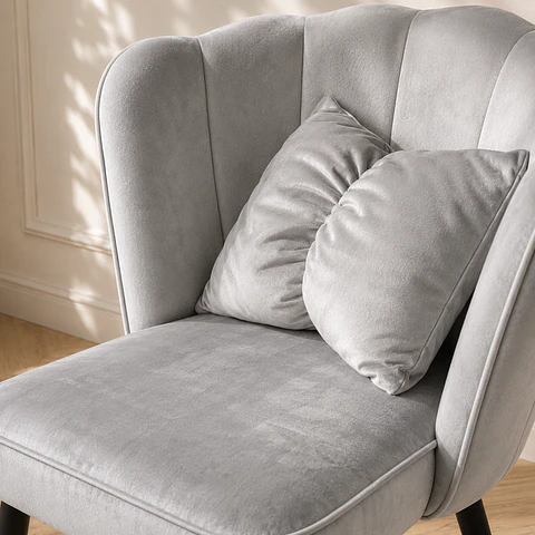 Sitial Queen velvet Gris estructura negro reforzada - comedor living