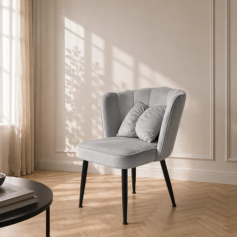 Sitial Queen velvet Gris estructura negro reforzada - comedor living