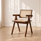 Silla sitial Chandigarh madera y rattan Walnut con apoyabrazos-Comedor recepcion lectura - Miniatura 1