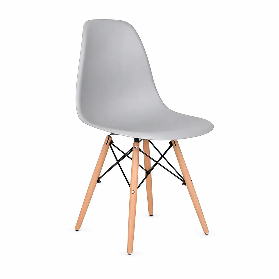 Silla Eames Polipropileno con Estructura de Metal y Madera- comedor restaurant  7