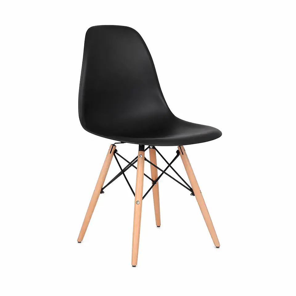 Silla Eames Polipropileno con Estructura de Metal y Madera- comedor restaurant  3