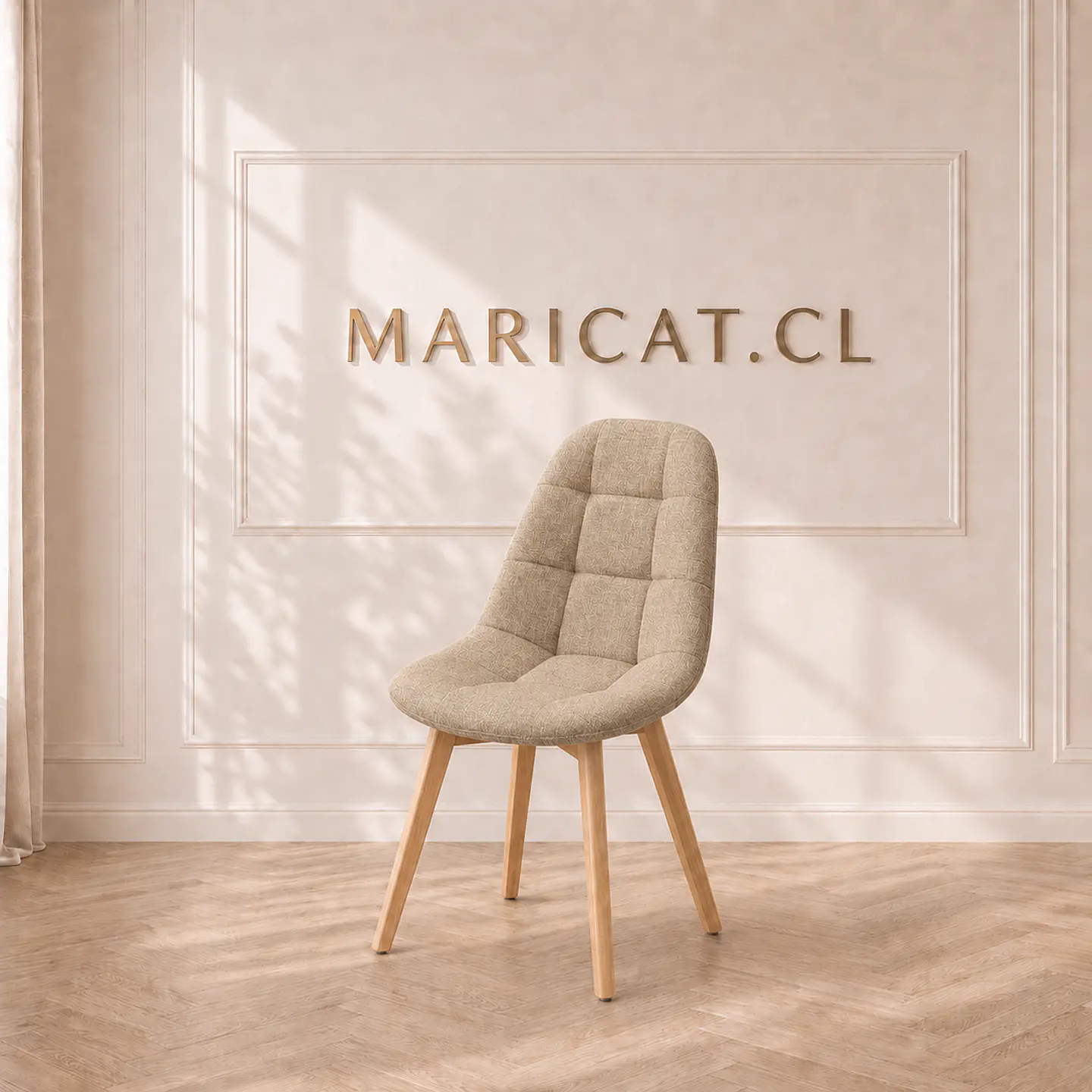 Pack 4 Silla Capitoné Lino acolchada con escructura de madera - comedor  2