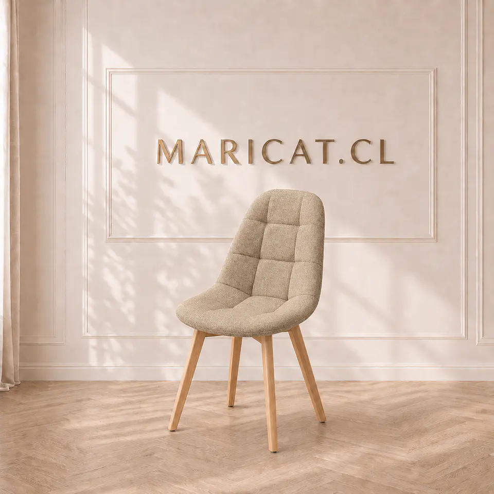 Pack 4 Silla Capitoné Lino acolchada con escructura de madera - comedor  2
