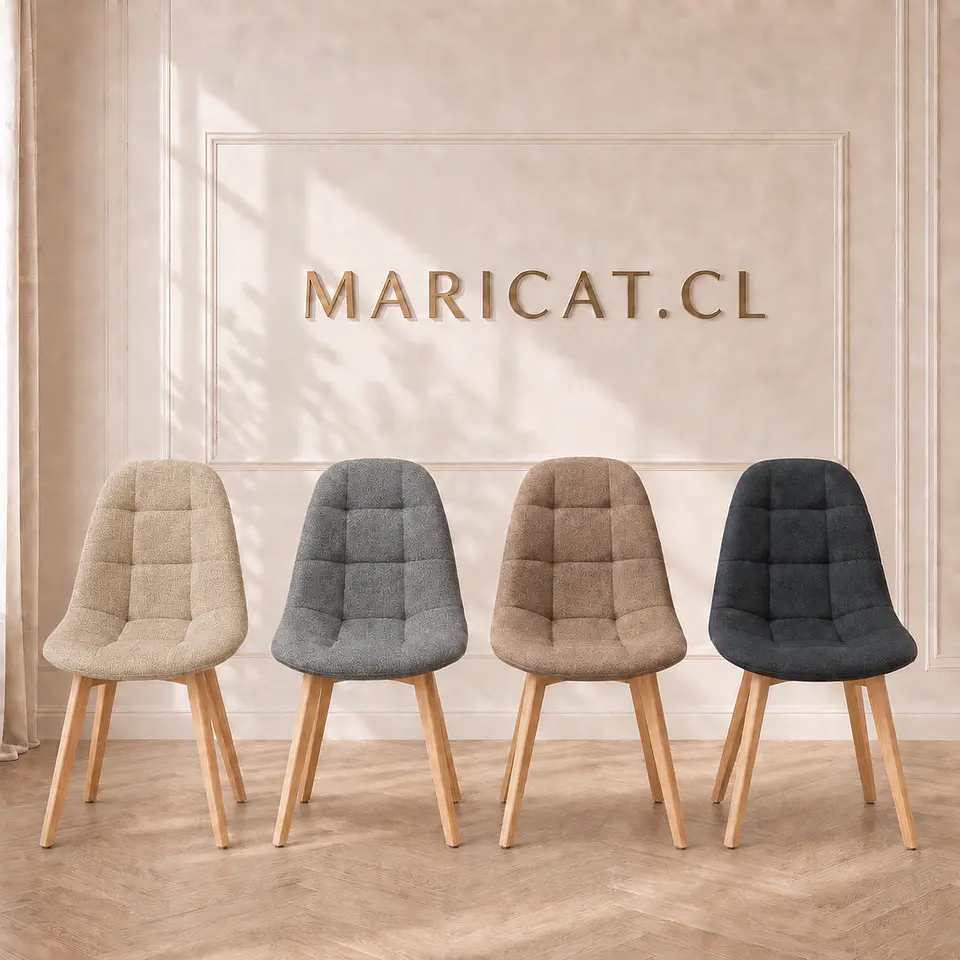 Pack 4 Silla Capitoné Lino acolchada con escructura de madera - comedor  1