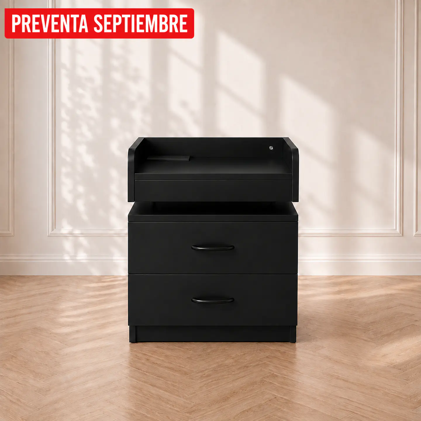 Velador Auxiliar Pixel Negro MDF Dormitorio Living 1
