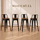 Pack 4 Taburete Bar Tolix metal Negro con Madera Oscura - cocina restaurant terraza eventos - Miniatura 1
