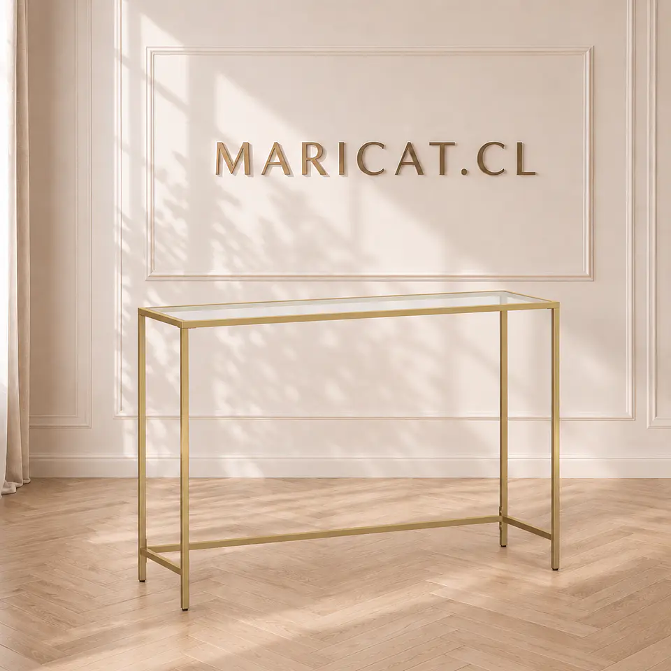 Arrimo Rectangular chic Gold Vidrio Templado Metal -Living Recibidor Dormitorio 1