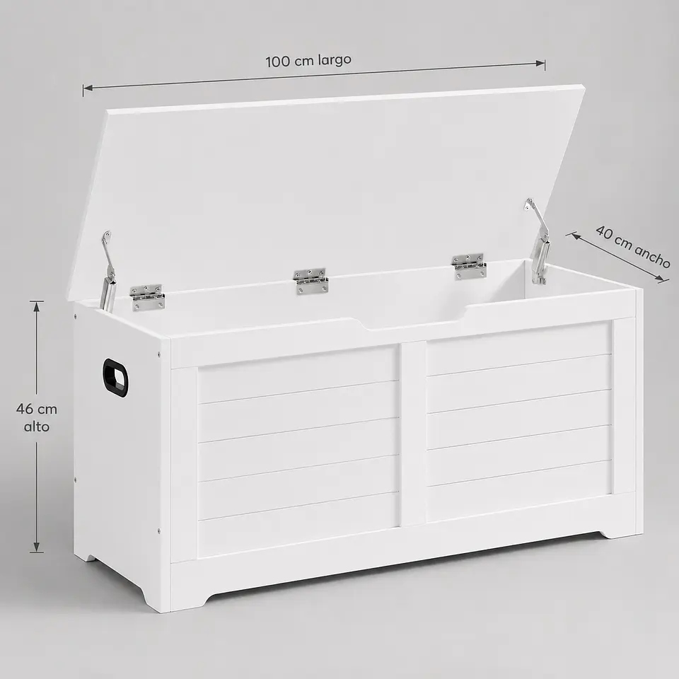 Banqueta Baúl Saf MDF Blanco Almacenaje Dormitorio Living Recibidor 3
