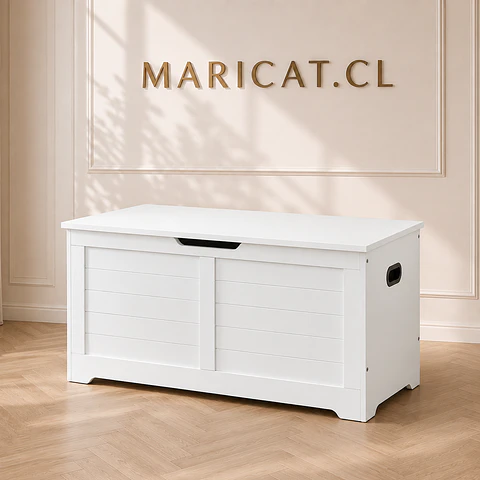Banqueta Baúl Saf MDF Blanco Almacenaje Dormitorio Living Recibidor
