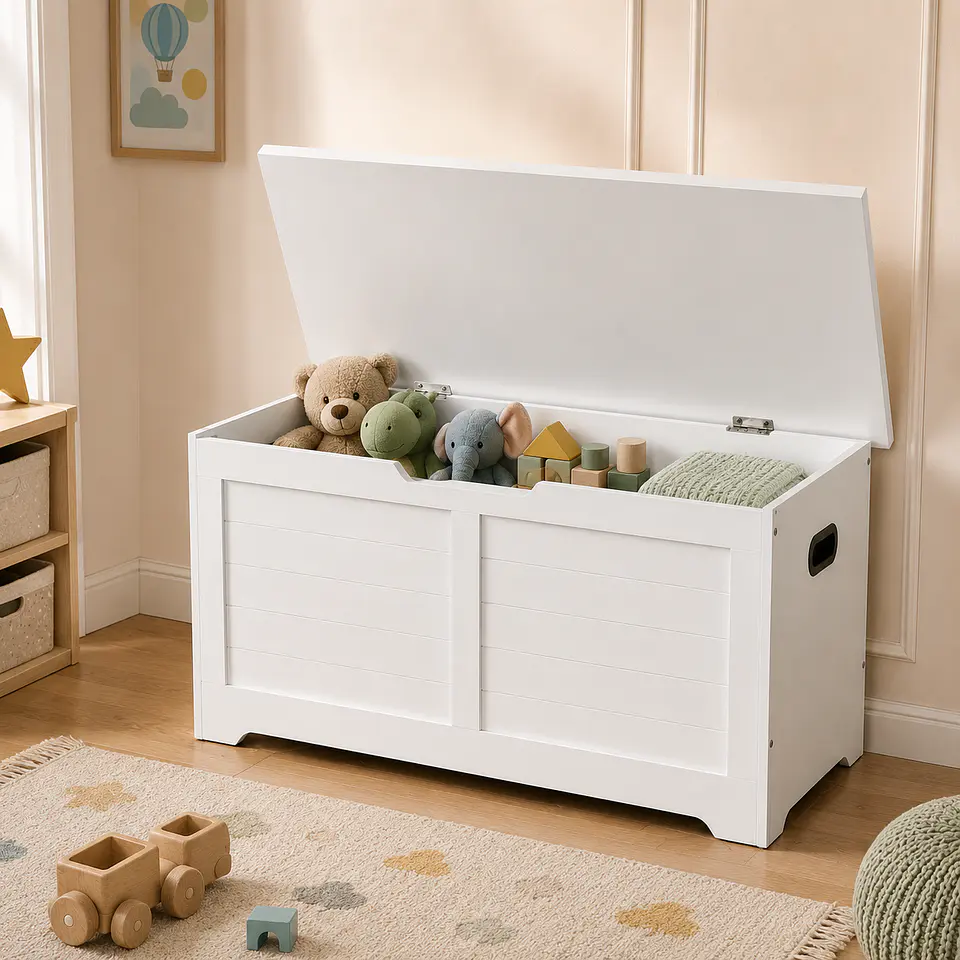 Banqueta Baúl Saf MDF Blanco Almacenaje Dormitorio Living Recibidor 2