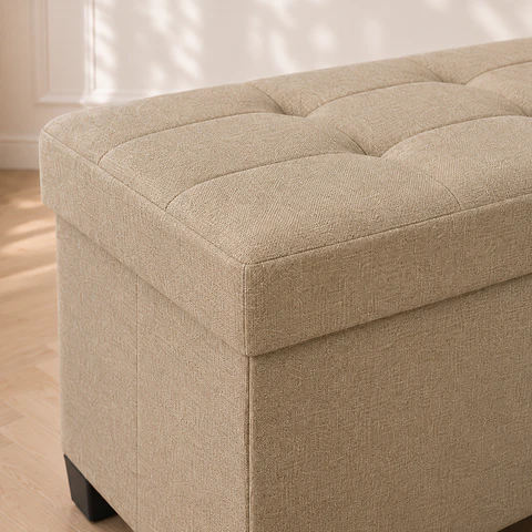 Banqueta Baúl Abal Lino MDF Almacenaje Dormitorio Living Recibidor