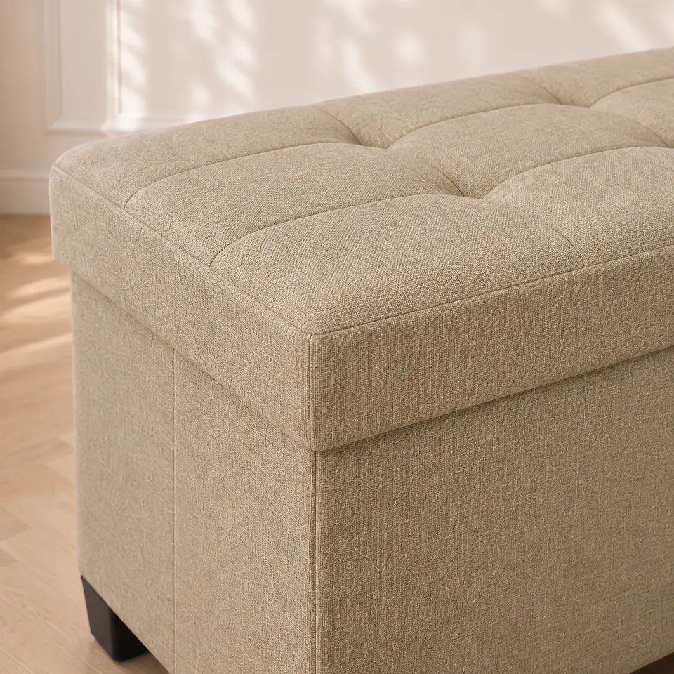 Banqueta Baúl Abal Lino MDF Almacenaje Dormitorio Living Recibidor 2