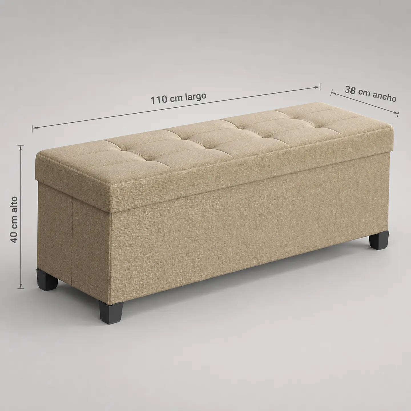 Banqueta Baúl Abal Lino MDF Almacenaje Dormitorio Living Recibidor 3