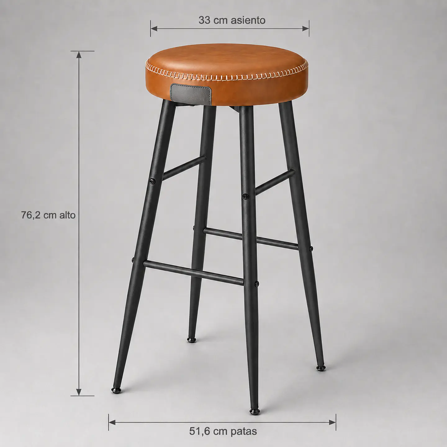 Pack 2 Taburetes Lej Ecocuero con estructura de metal- Bar Cocina Isla 3