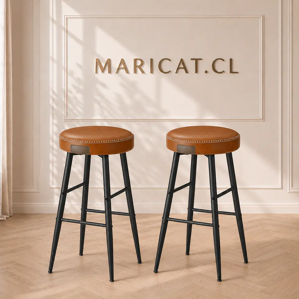Pack 2 Taburetes Lej Ecocuero con estructura de metal- Bar Cocina Isla 1