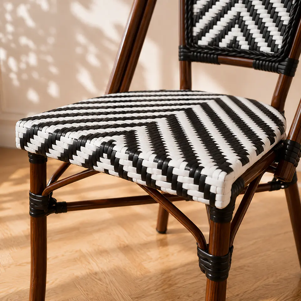 Silla Parisina Provenza blanco con negro- Comedor terraza restaurant cafeteria 2