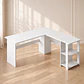 Escritorio Lumar en L Blanco MDF con Repisas Home Office Oficina - Miniatura 1