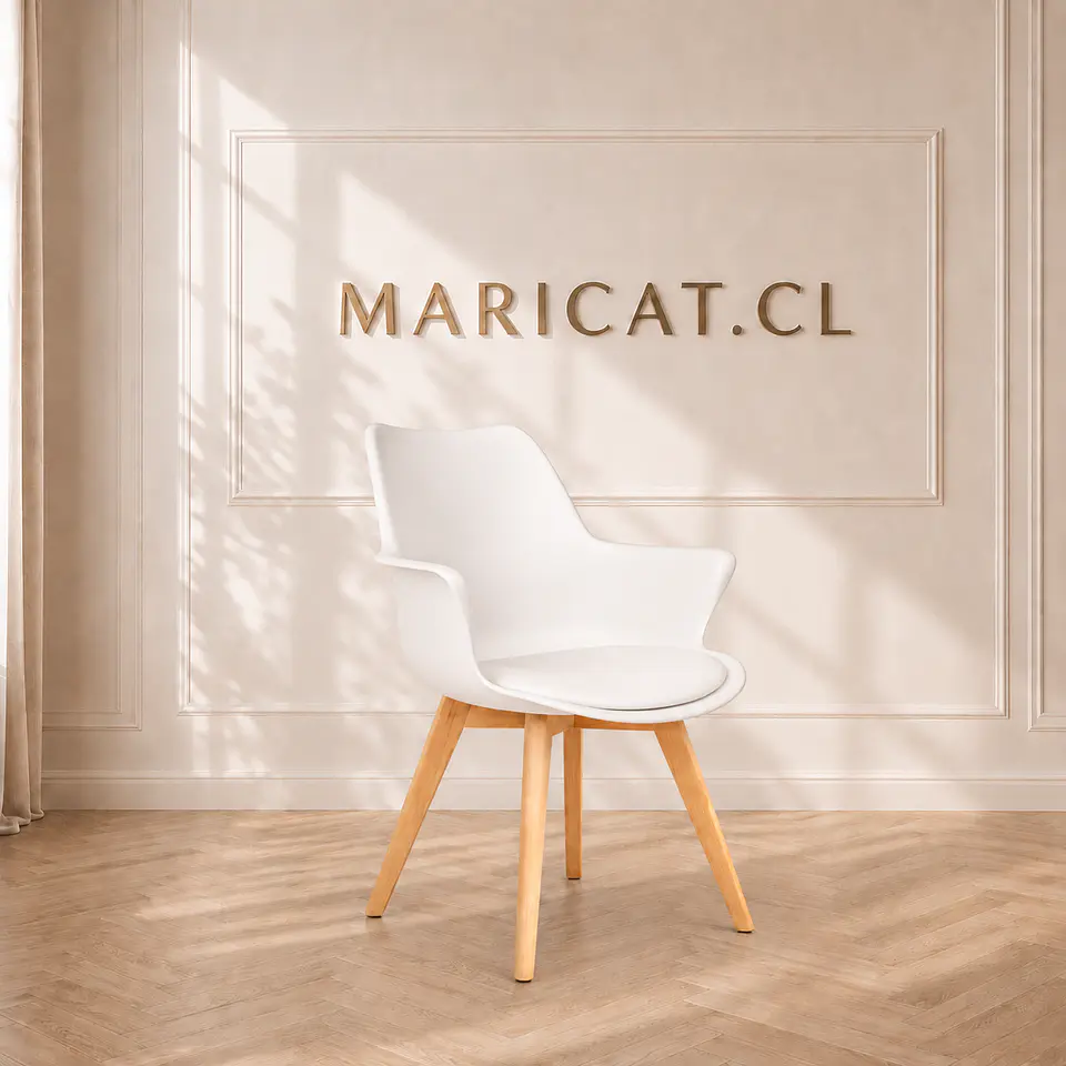 Butaca Eames Tulip Acolchada con Base de Madera 1