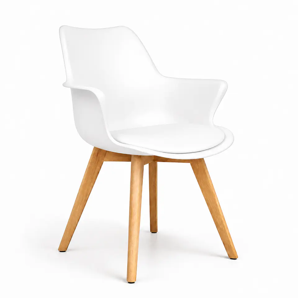 Butaca Eames Tulip Acolchada con Base de Madera 3