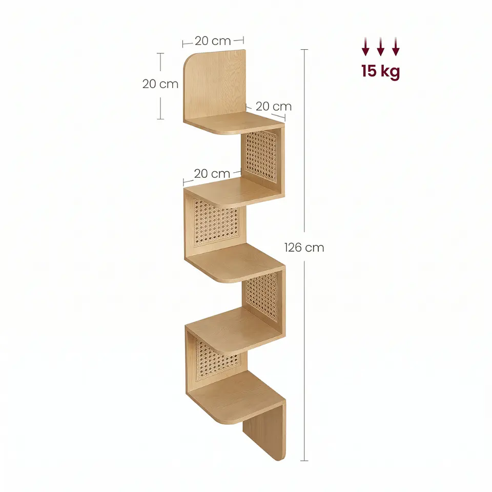 Estante Esquinero Greve ZigZag MDF 5 Niveles wood-Living Dormitorio 3