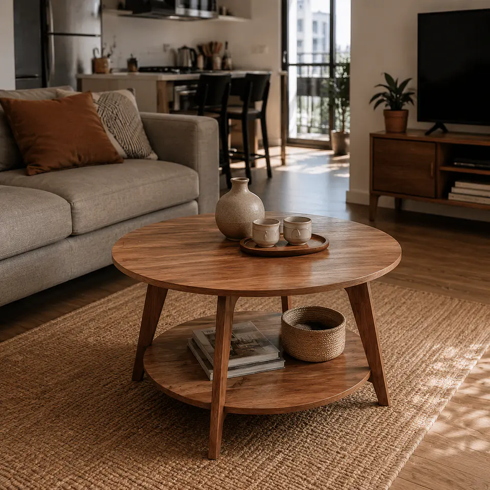 Mesa de Centro Redonda Kolen MDF dos niveles- recepcion oficina living 4