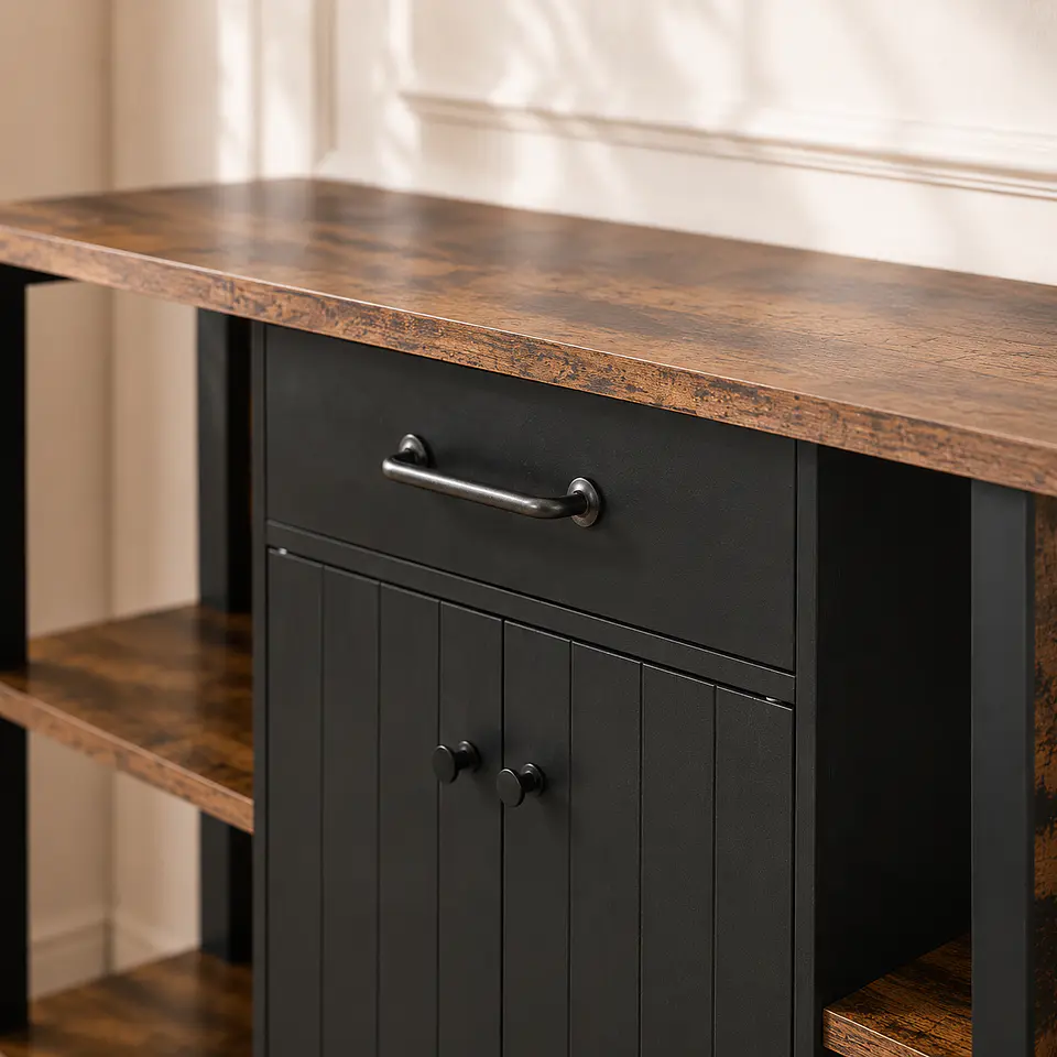 Aparador Buffet Industrial Madera Rústica Hierro 120 cm Living Comedor 2