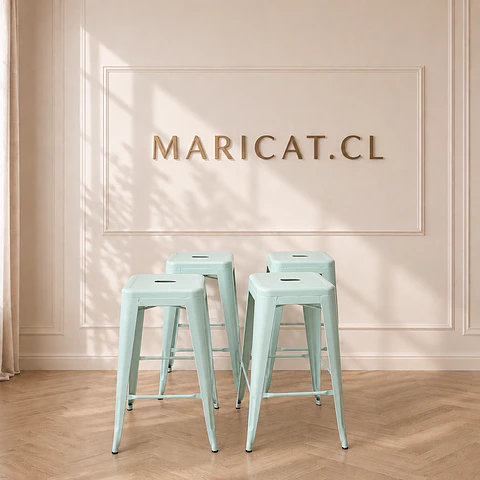 Pack 4 Taburete Bar Alto Tolix Metal Verde 76cm