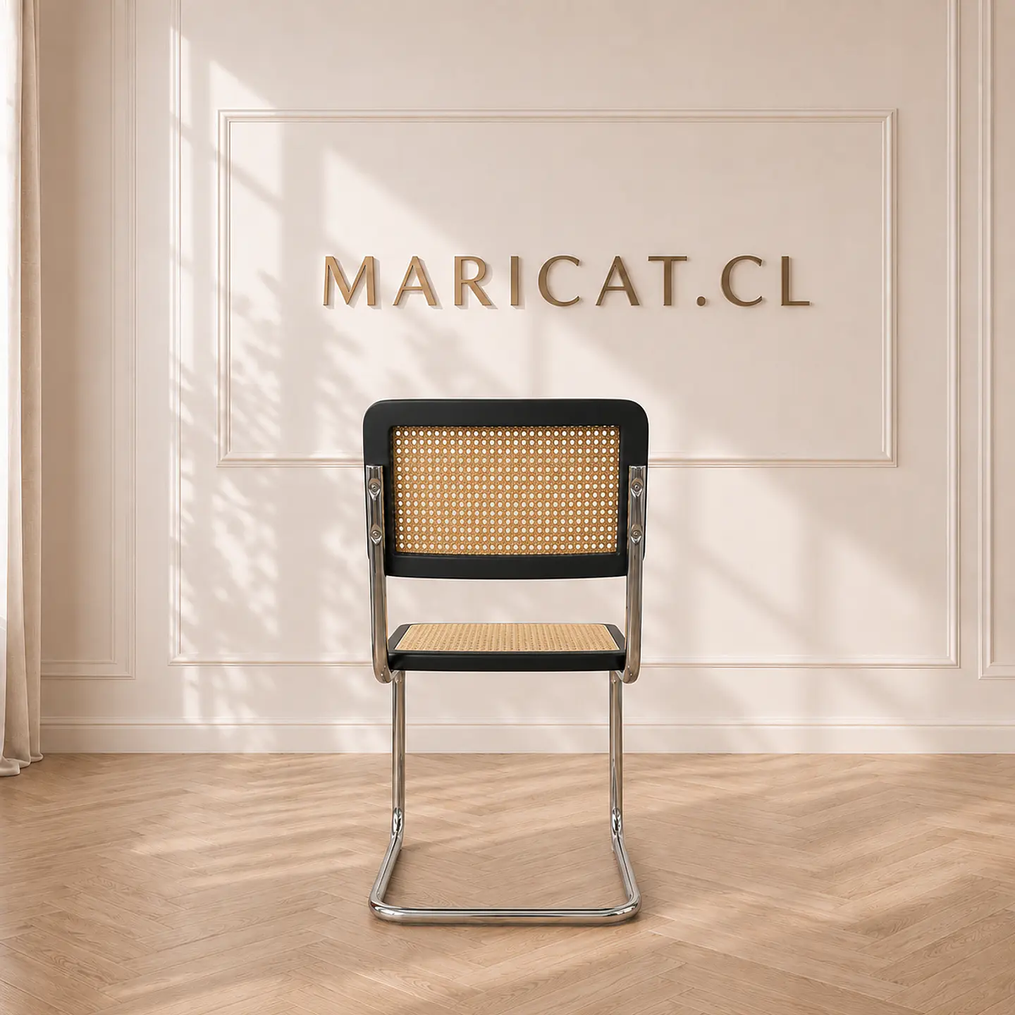 Pack de 2 Sillas Breuer de Madera Negro y Ratán con Patas de Acero Plateado-living comedor  3