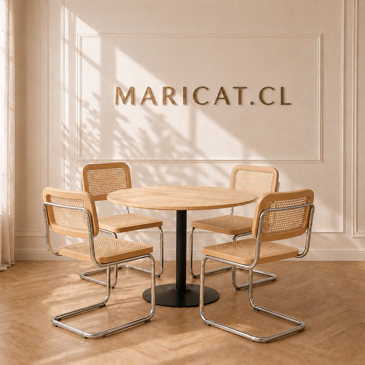 Mesa Tulip Wood Black + Silla Breuer madera y ratan- comedor  1