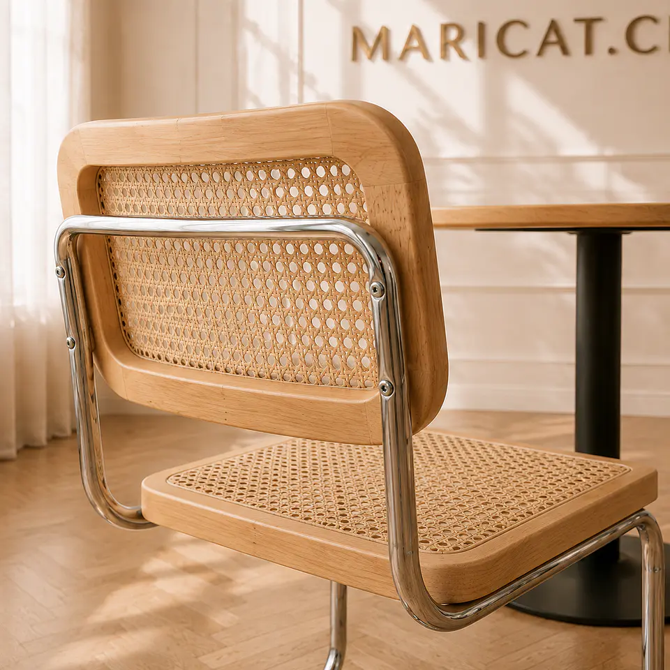 Mesa Tulip Wood Black + Silla Breuer madera y ratan- comedor  2
