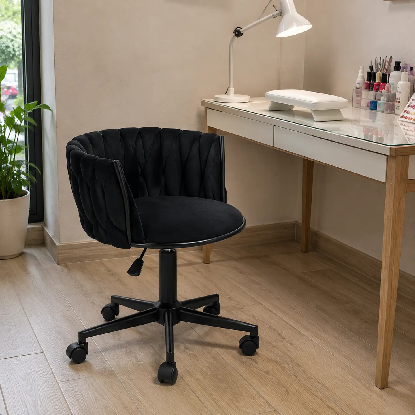 Silla Escritorio King Velvet Negro Black- Recepcion manicurista 3