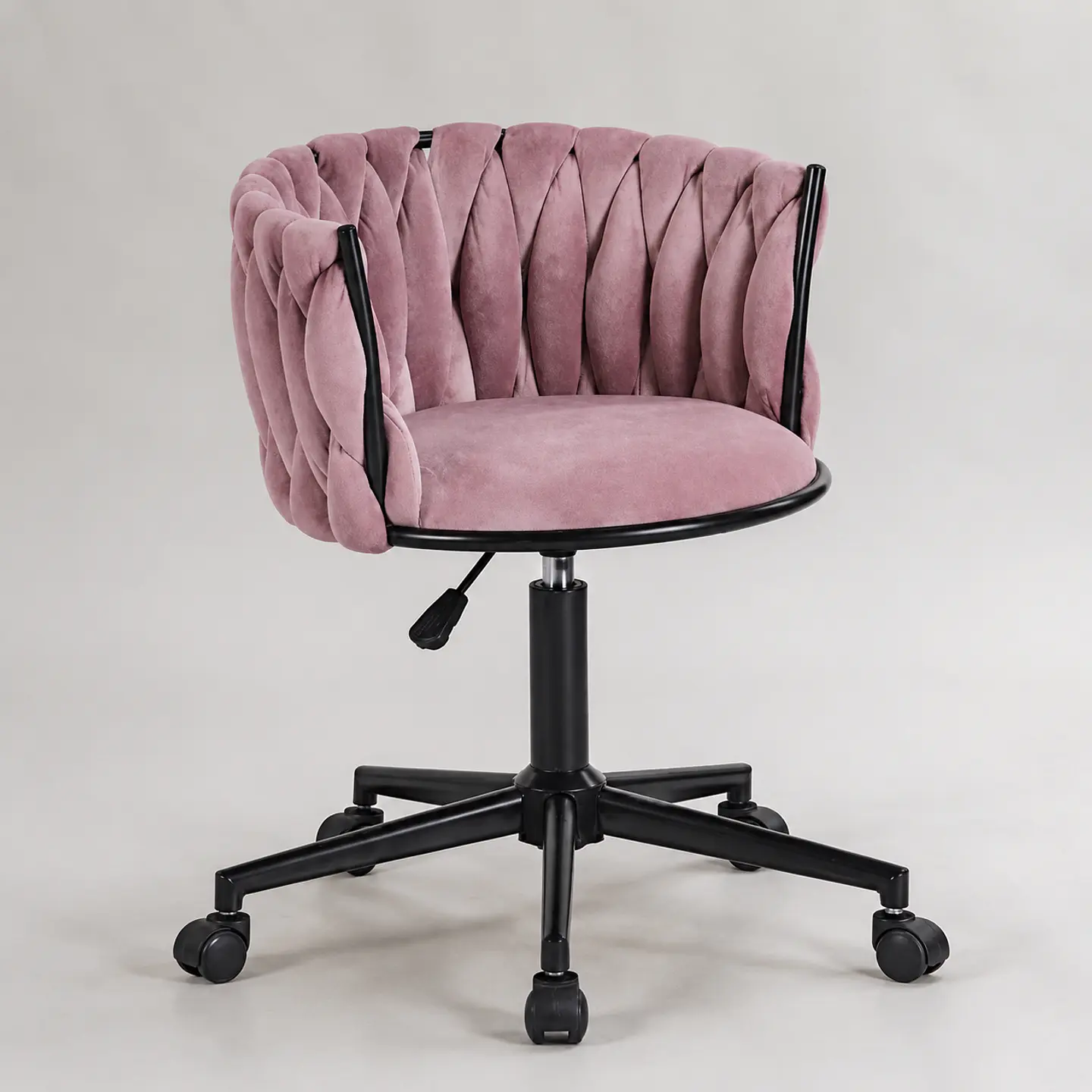 Silla Escritorio King Velvet Rosa Malva Black- Recepcion manicurista 5