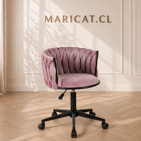 Silla Escritorio King Velvet Rosa Malva Black- Recepcion manicurista