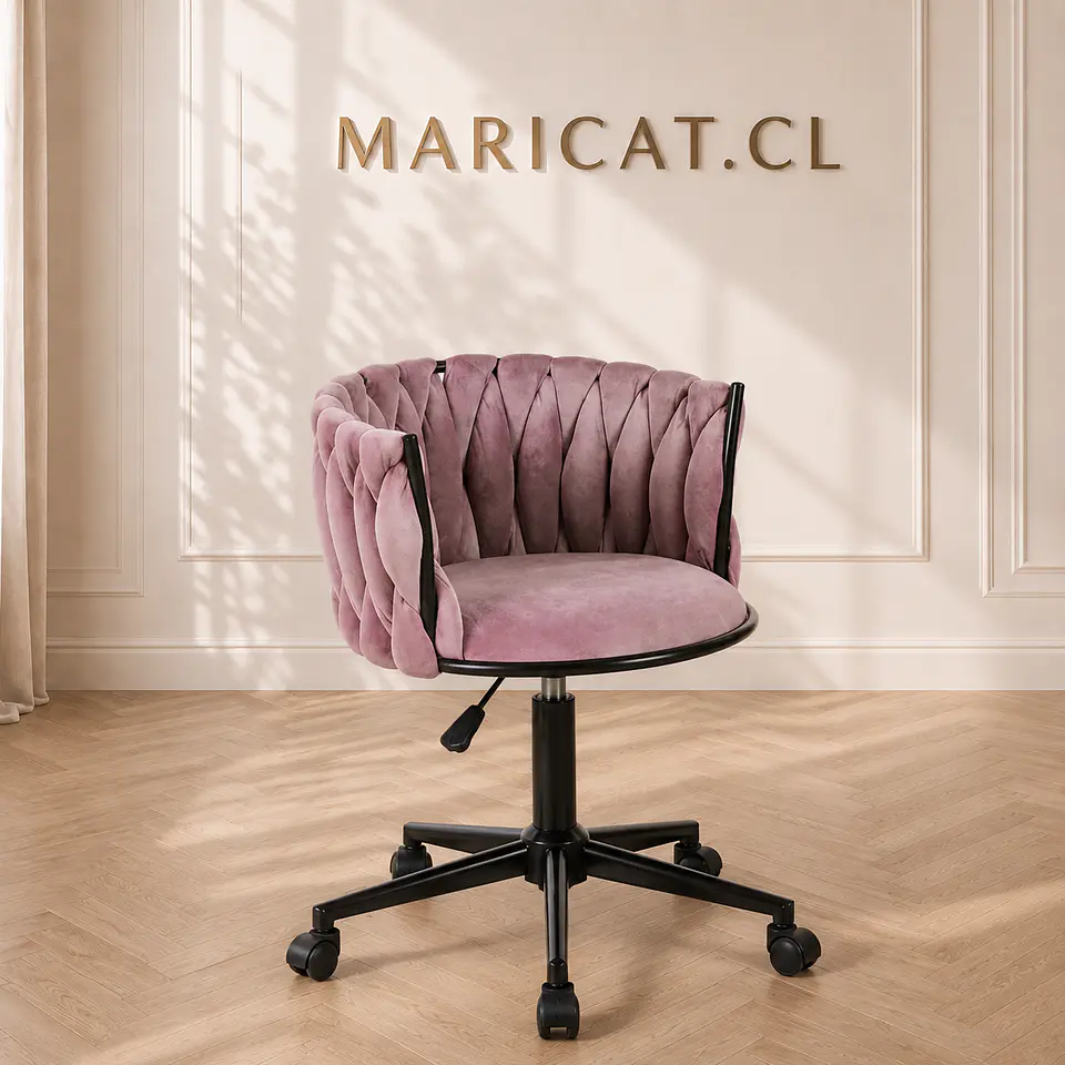 Silla Escritorio King Velvet Rosa Malva Black- Recepcion manicurista 1