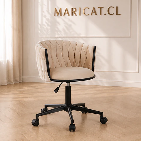 Silla Escritorio King Velvet Biege Black- Escritorio manicurista recepcion