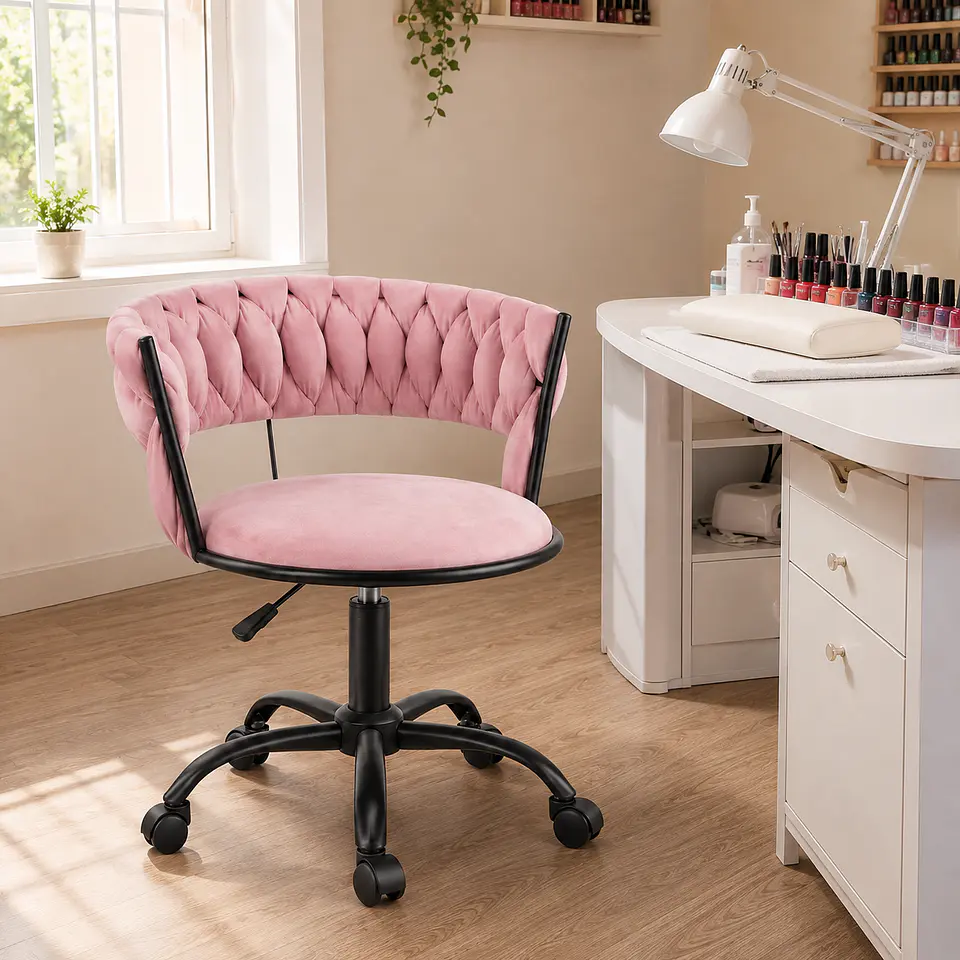 Silla Queen Velvet Cruzada Rosa Black-Escritorio manicurista recepcion 3