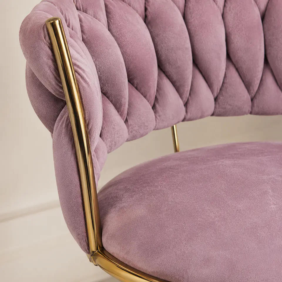 Silla Queen Velvet Cruzada Rosa Malva Gold-Escritorio manicurista recepcion 3