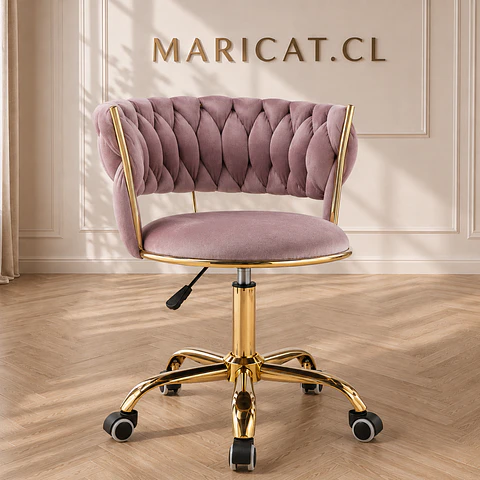Silla Queen Velvet Cruzada Rosa Malva Gold-Escritorio manicurista recepcion