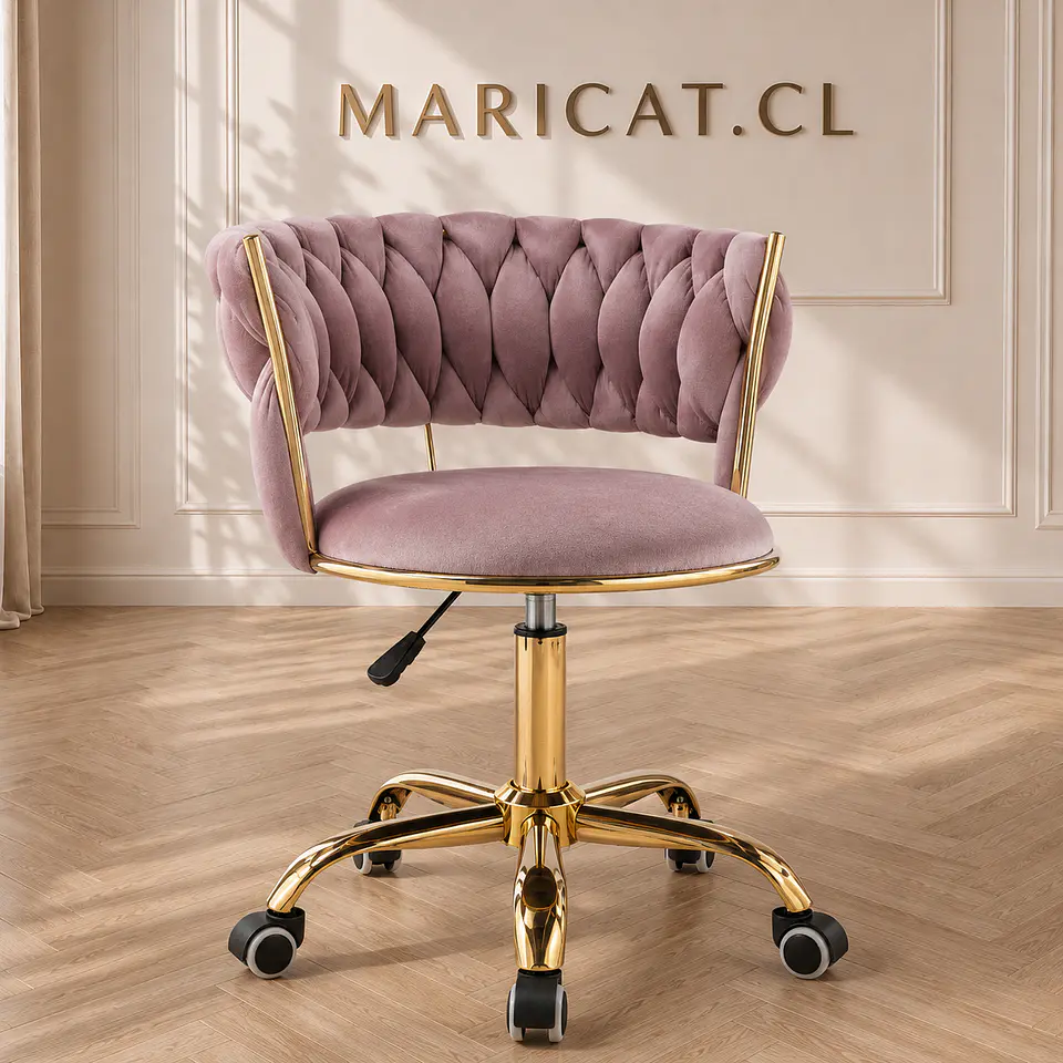 Silla Queen Velvet Cruzada Rosa Malva Gold-Escritorio manicurista recepcion 1