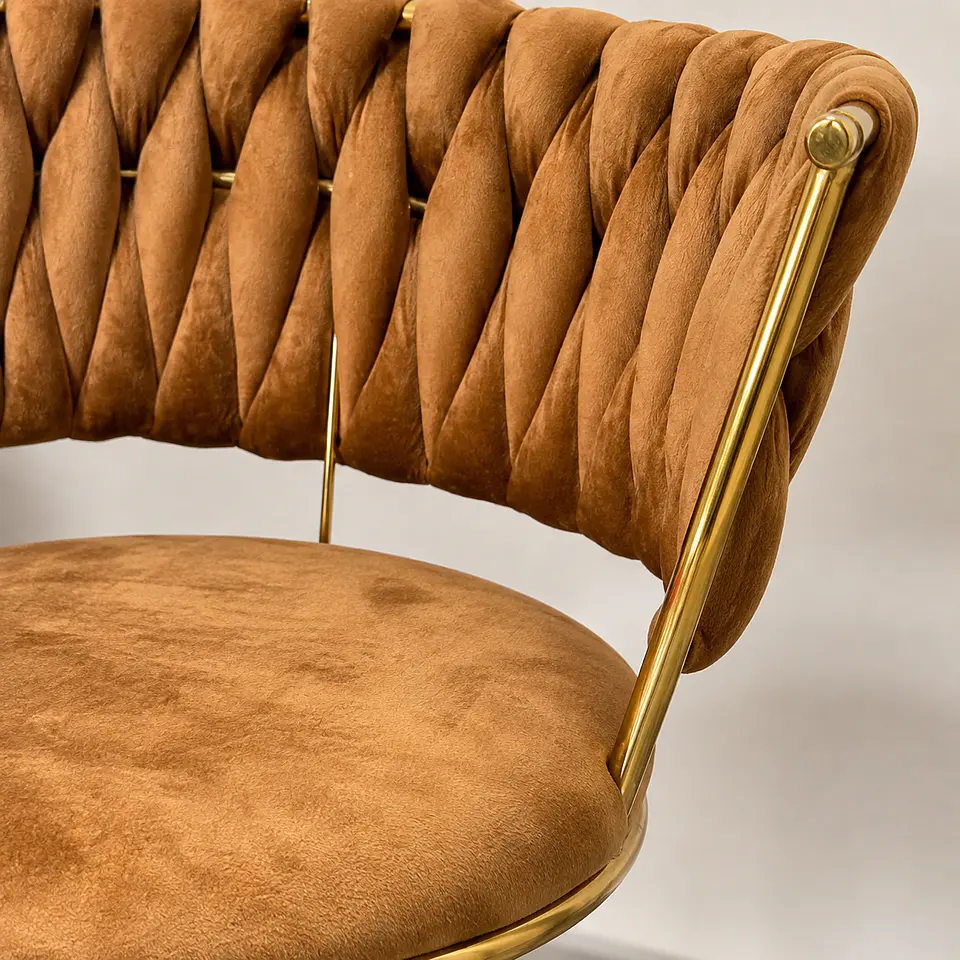 Silla Queen Velvet Cruzada cafe terracota Gold-Escritorio manicurista recepcion 3