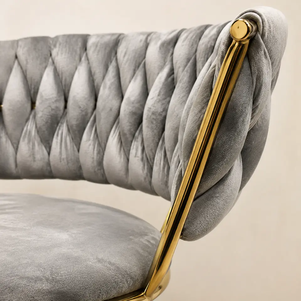 Silla Queen Velvet Cruzada Gris Gold-Escritorio manicurista recepcion 3