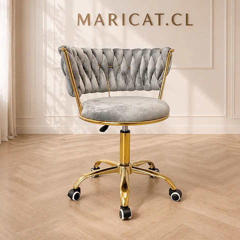 Silla Queen Velvet Cruzada Gris Gold-Escritorio manicurista recepcion