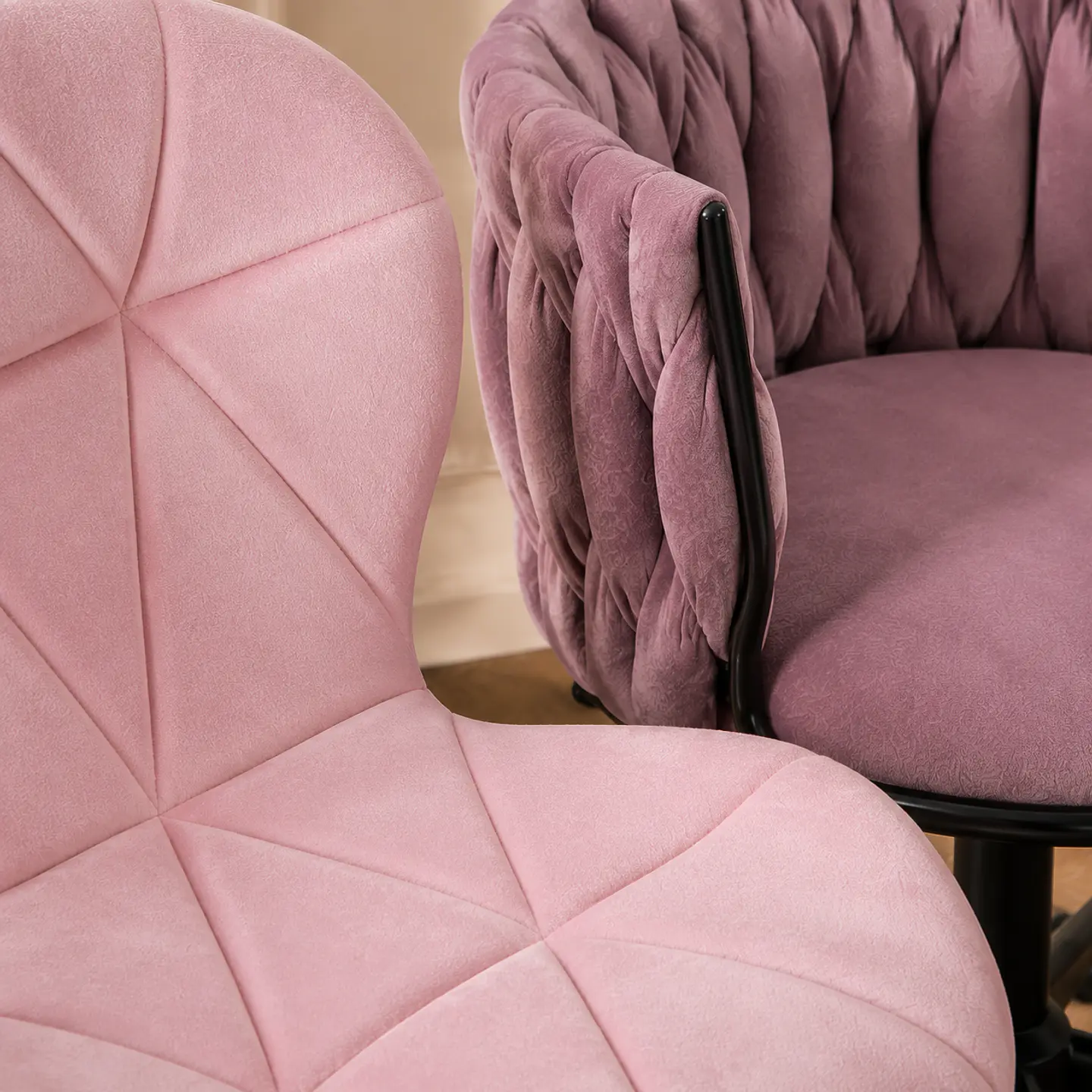 Pack Silla King Escritorio Velvet Rosa Malva Black + Silla Mariposa Velvet acolchada Rosa -Escritorio manicurista recepcion 2