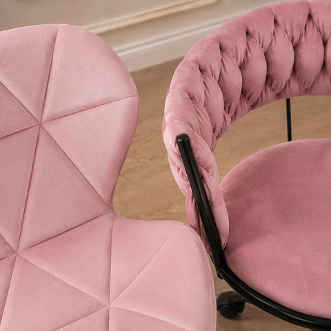 Pack Silla King Escritorio Velvet Rosa Black + Silla Mariposa Velvet Rosa Madera Natural- Escritorio manicurista recepcion