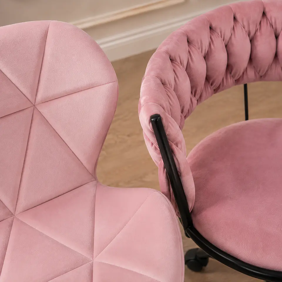 Pack Silla King Escritorio Velvet Rosa Black + Silla Mariposa Velvet Rosa Madera Natural- Escritorio manicurista recepcion 2