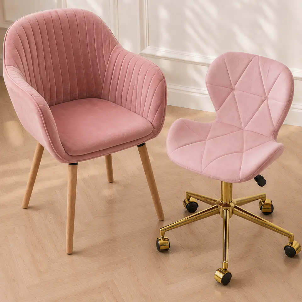 Pack Sitial Diamante Velvet Rosa Wood + Silla Mariposa Velvet Rosa Gold -Manicure Tocador Recepción 3